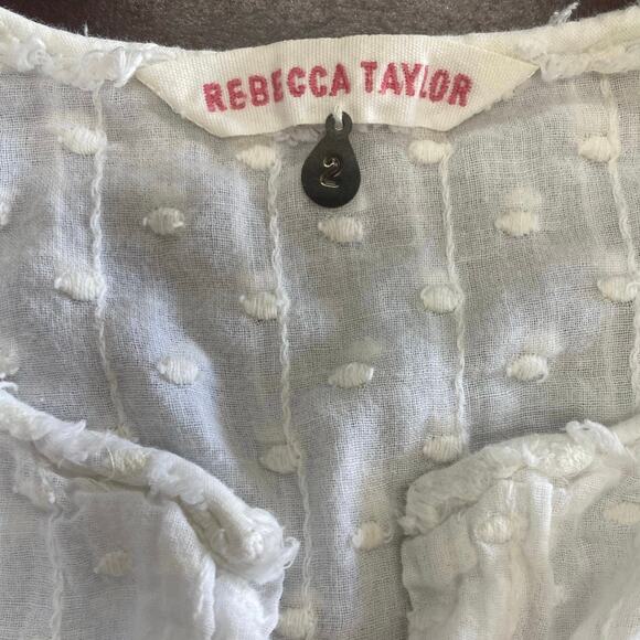 Rebecca Taylor White Swiss Dot Blouse Size 2 - Picture 2 of 7